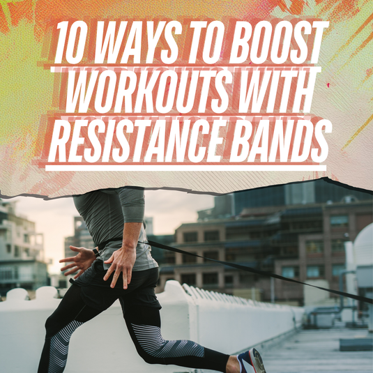 A diverse group of people of different ages and ethnicities energetically engaging in a home workout session using resistance bands in a modern home gym.