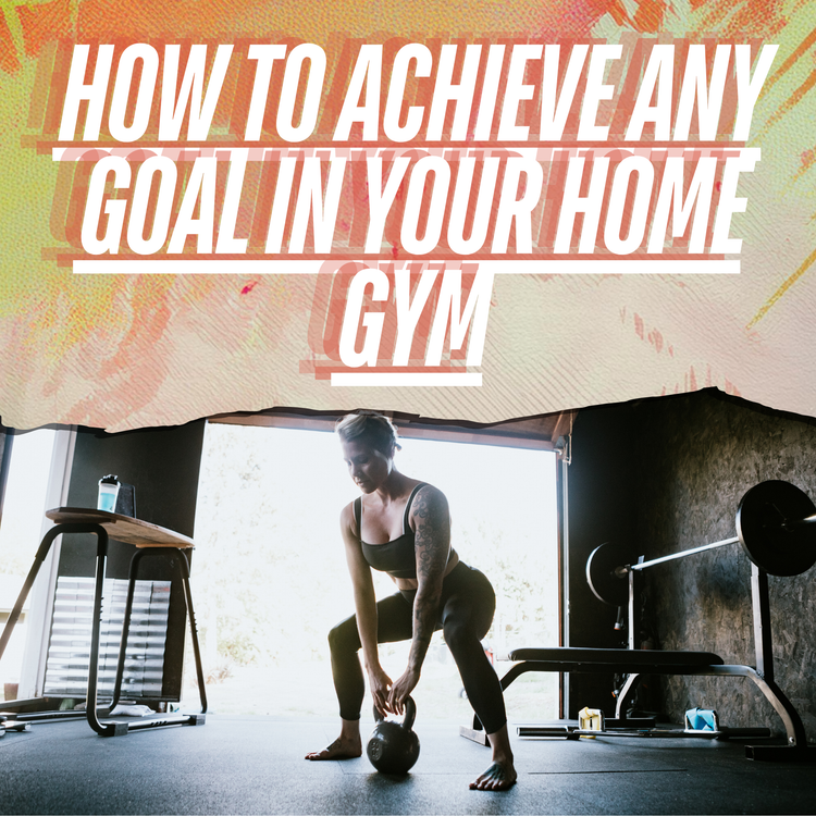 A modern home gym in the USA with a person using resistance bands and weights, surrounded by gym mats, flooring, barbells, and a weight bench in a warm color palette.