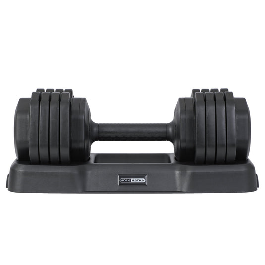 HolaHatha 5-in-1 Adjustable 15-55lb Dumbbell Home Gym Workout Equipment, Single