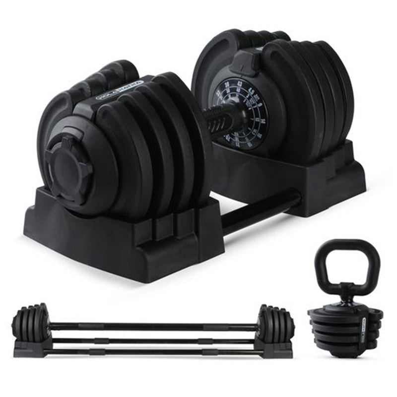 Load image into Gallery viewer, HolaHatha 3-in-1 Multifunctional Home Gym Workout Dumbbell Set Equipment, Black
