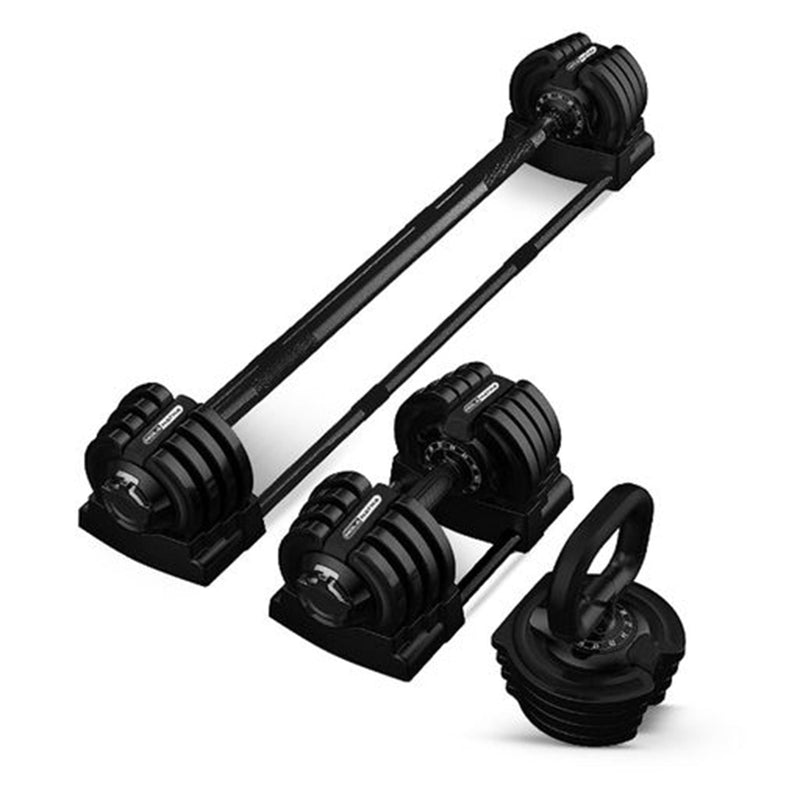 Load image into Gallery viewer, HolaHatha 3-in-1 Multifunctional Home Gym Workout Dumbbell Set Equipment, Black
