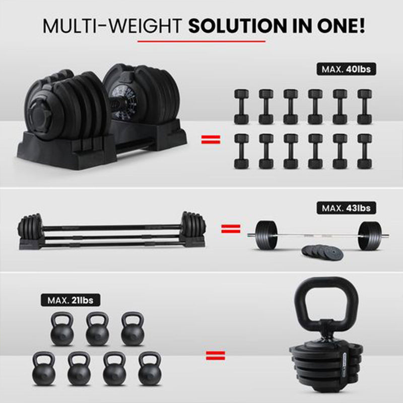 Load image into Gallery viewer, HolaHatha 3-in-1 Multifunctional Home Gym Workout Dumbbell Set Equipment, Black
