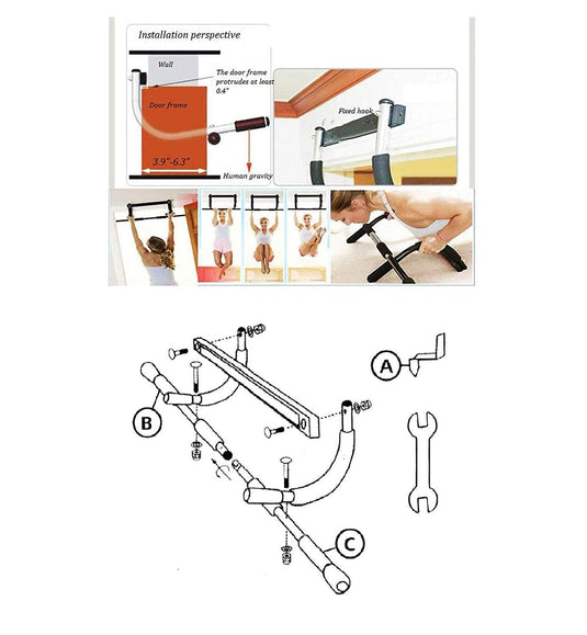 Door Pull Up Bar Doorway Upper Body Workout Exercise Strength Fitness Equipment for Home Gym