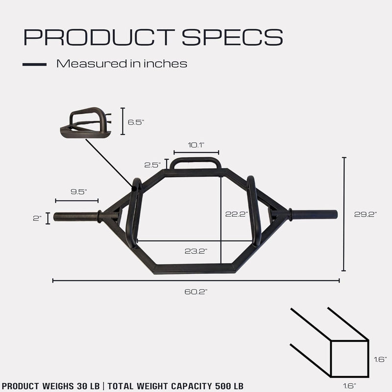 Load image into Gallery viewer, HulkFit 2-inch Closed Hex Shaped Trap Bar | 500lb Weight Capacity
