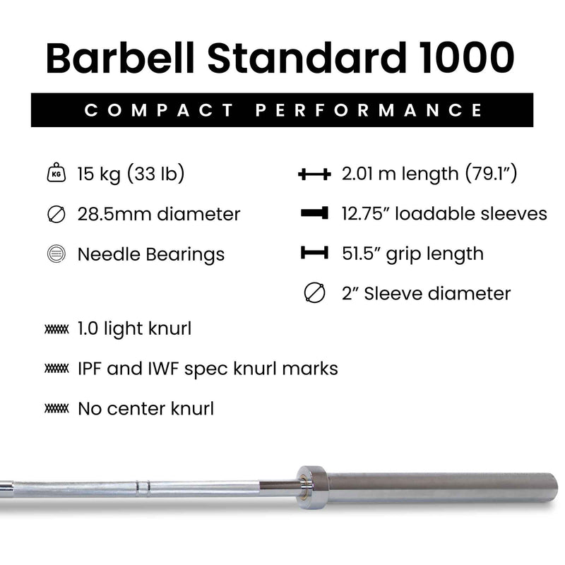 Load image into Gallery viewer, Barbell Standard 1000 Compact Barbell
