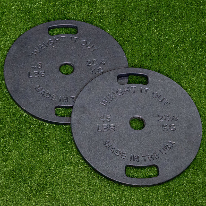 Load image into Gallery viewer, 45 LBs Machined Cast Iron Weight Plate Pair
