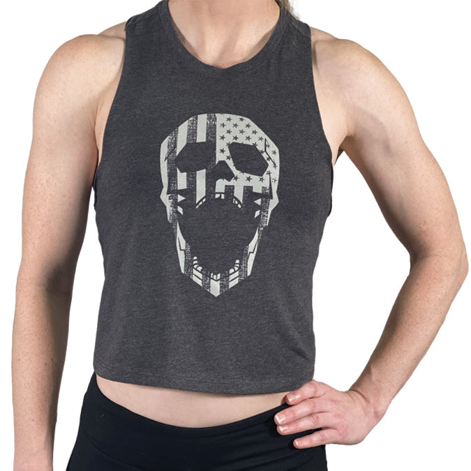 Load image into Gallery viewer, WOMEN&#39;S DEATH GRIPS FLAG CROP TANK
