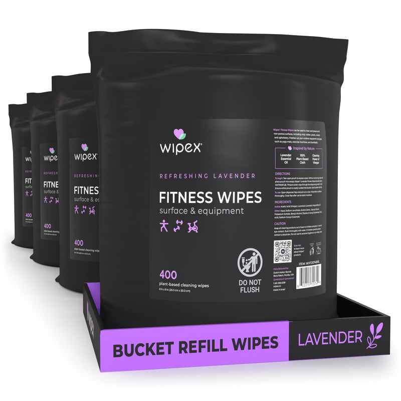 Load image into Gallery viewer, Wipex 400ct Natural Gym Wipes for Fitness Equipment | Portable Dispensing Bucket &amp; Refill | Plant-Based
