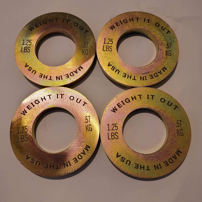 Load image into Gallery viewer, 1.25 Pound Weight Plate Pair &quot;GOLDEN GRAMS&quot;
