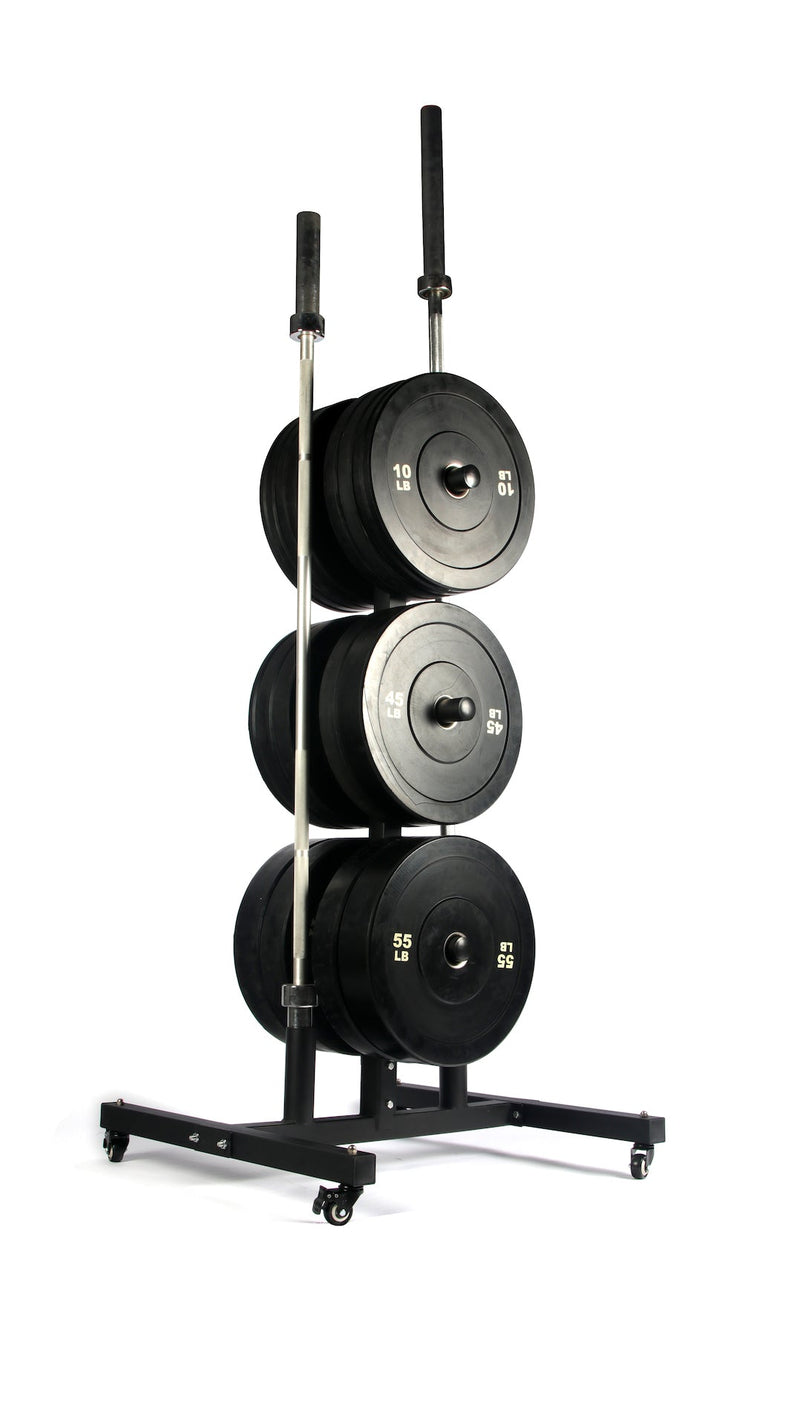 Load image into Gallery viewer, HulkFit Vertical Plate and Barbell Storage with Wheels
