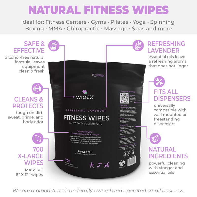 Load image into Gallery viewer, Wipex Natural Fitness Equipment Wipes 700ct Bulk Gym Refill Roll
