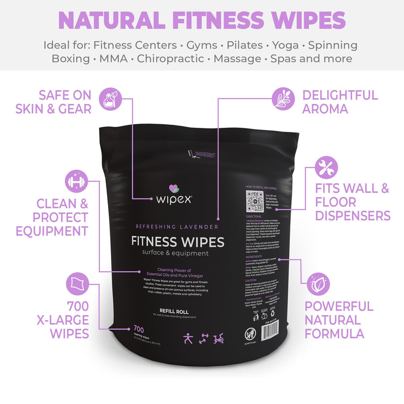 Load image into Gallery viewer, Wipex Natural Fitness Equipment Wipes 700ct Bulk Gym Refill Roll
