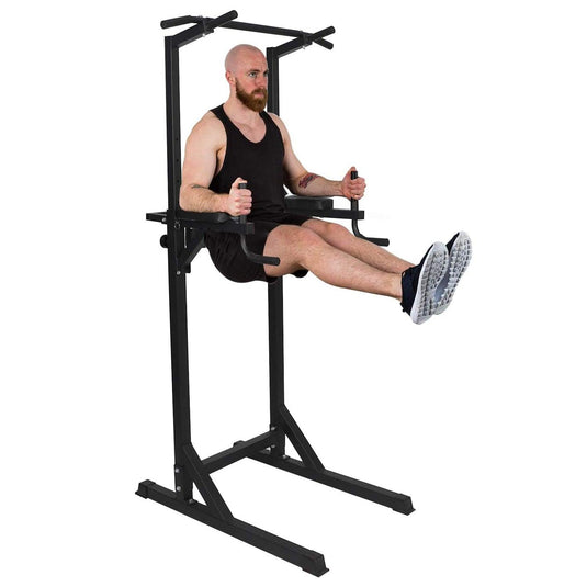 Strength Power Tower Dip Station Pull Up Bar Workout Equipment, Adjustable Height 62.2