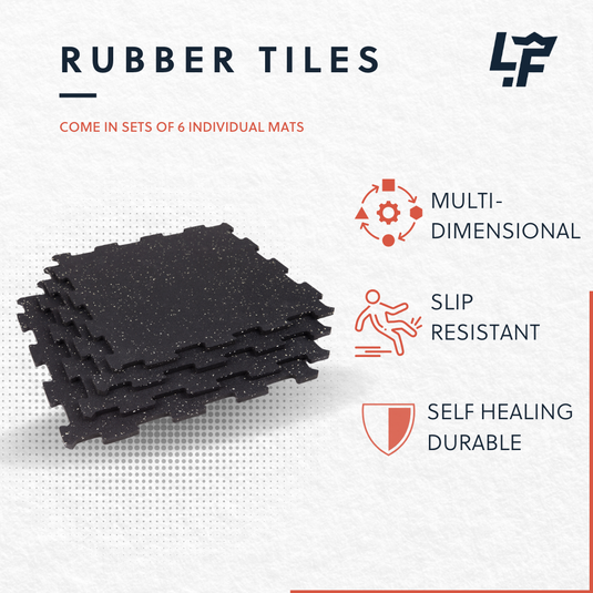 Interlocking Rubber Tiles – 8mm (Set of 6) | Made in the USA