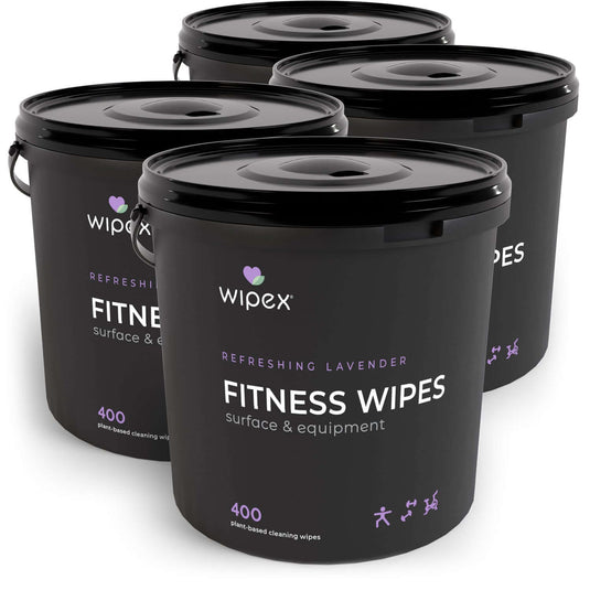 Wipex 400ct Natural Gym Wipes for Fitness Equipment | Portable Dispensing Bucket & Refill | Plant-Based