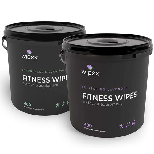 Wipex 400ct Natural Gym Wipes for Fitness Equipment | Portable Dispensing Bucket & Refill | Plant-Based