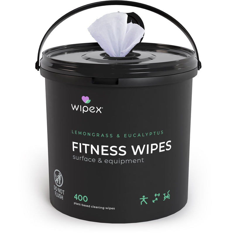 Load image into Gallery viewer, Wipex 400ct Natural Gym Wipes for Fitness Equipment | Portable Dispensing Bucket &amp; Refill | Plant-Based
