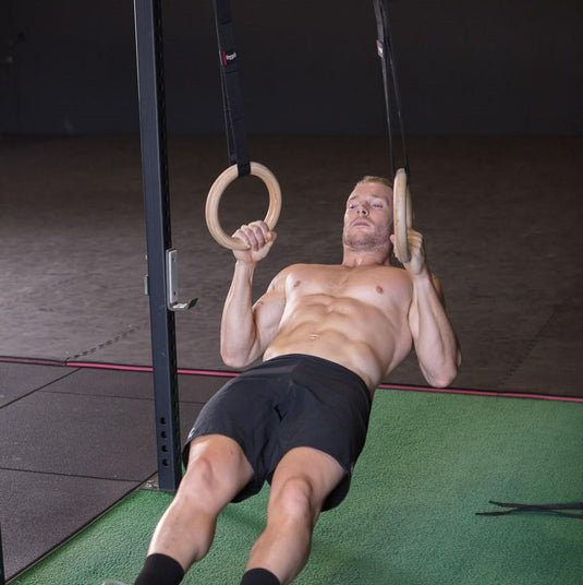 Wooden Gym Rings - Easy Straps