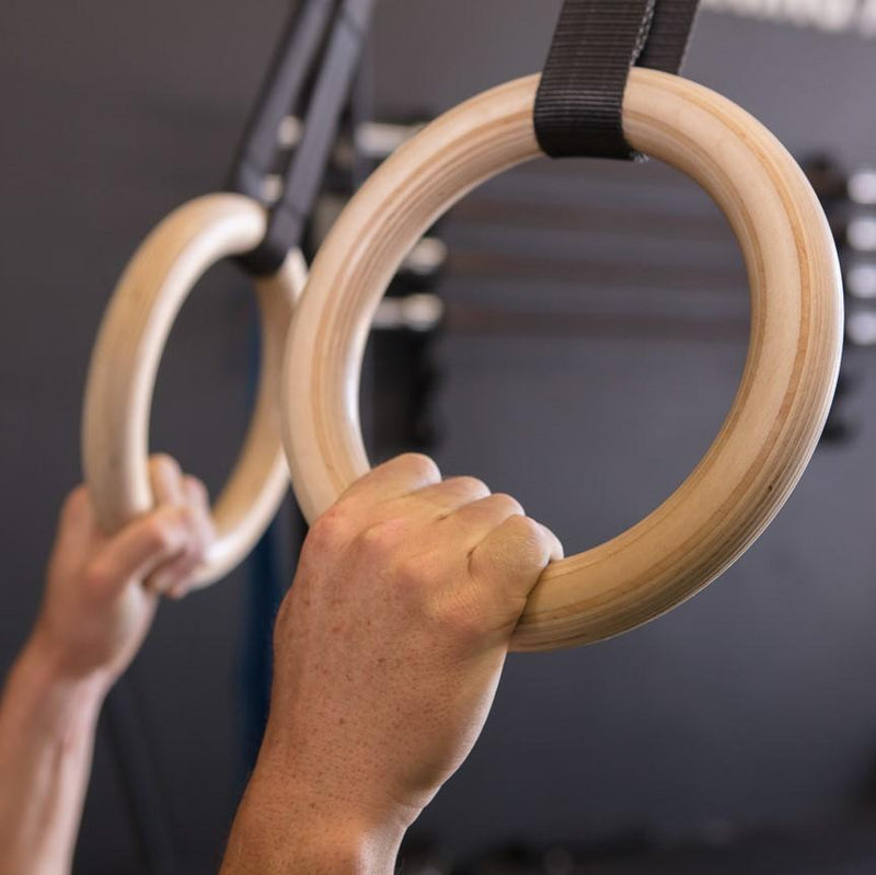 Load image into Gallery viewer, Wooden Gym Rings - Easy Straps
