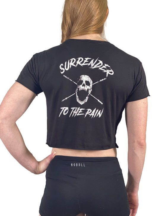 Load image into Gallery viewer, WOMEN&#39;S SURRENDER TO THE PAIN CROP TOP
