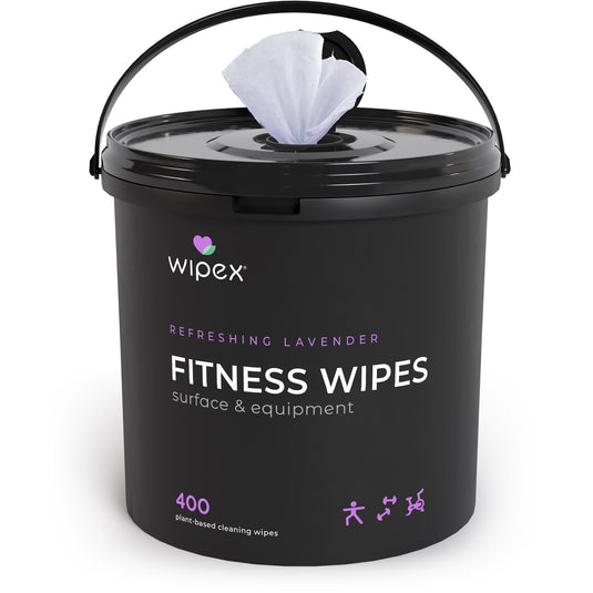 Wipex 400ct Natural Gym Wipes for Fitness Equipment Portable Dispensing Bucket Refill Plant Based