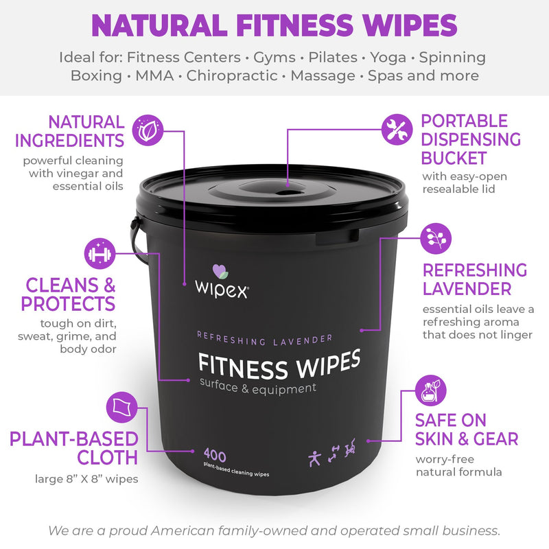 Load image into Gallery viewer, Wipex 400ct Natural Gym Wipes for Fitness Equipment | Portable Dispensing Bucket &amp; Refill | Plant-Based
