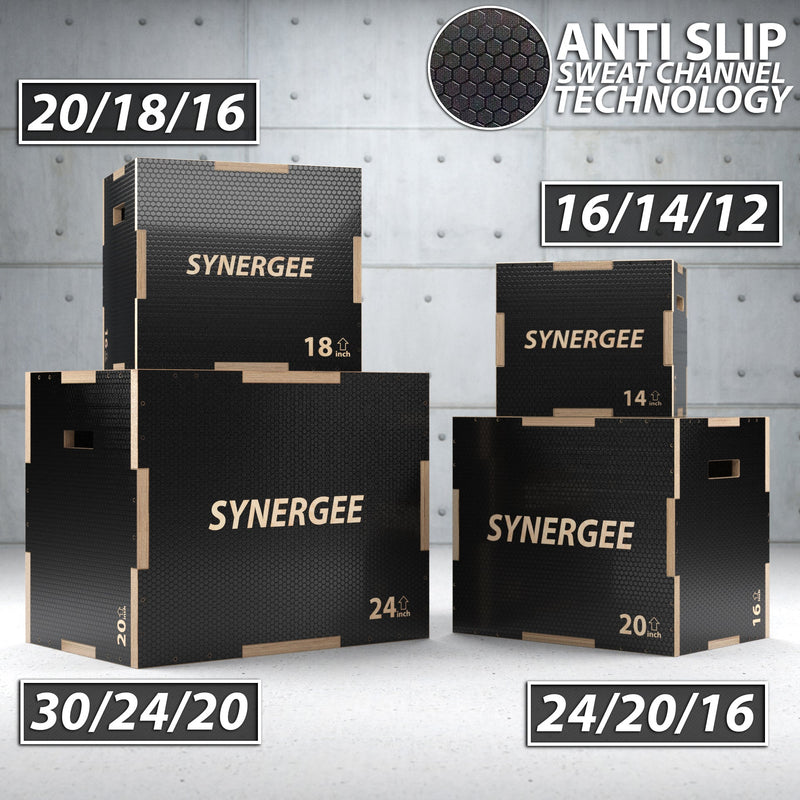 Load image into Gallery viewer, Synergee Non-Slip 3-in-1 Wood Plyo Boxes
