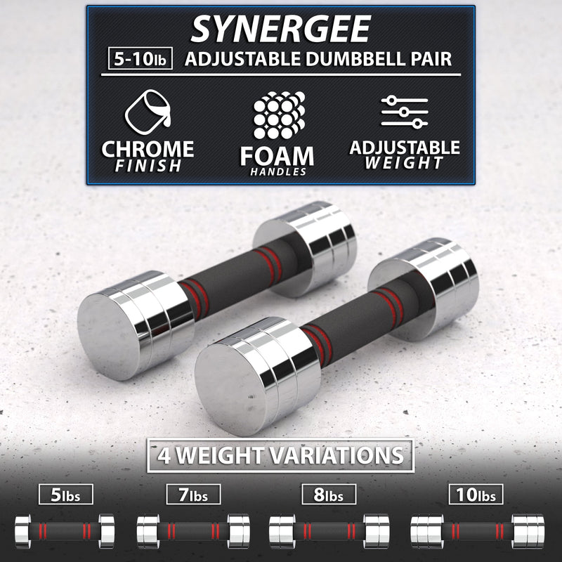 Load image into Gallery viewer, Synergee Adjustable Chrome Dumbbells
