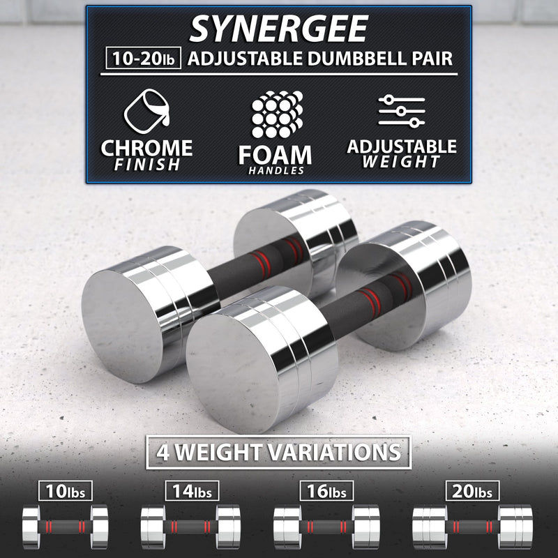 Load image into Gallery viewer, Synergee Adjustable Chrome Dumbbells
