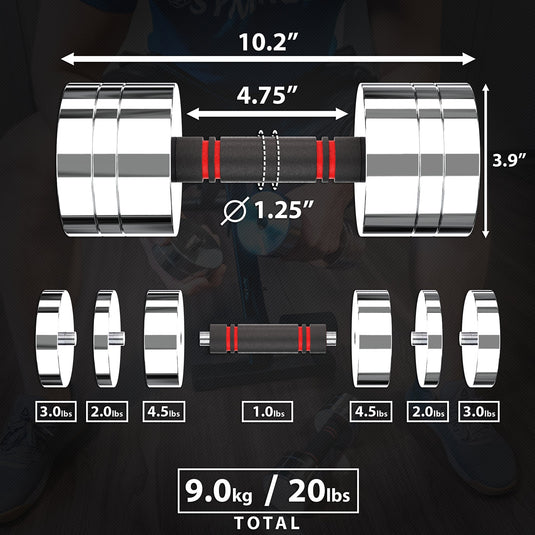 Synergee Adjustable Chrome Dumbbells