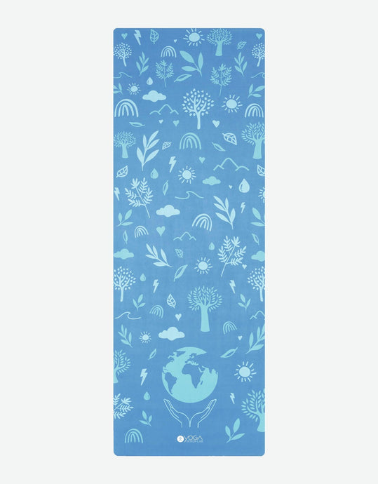 Yoga Design Lab - Combo Yoga Mat - 2-in-1 (Mat + Towel) - Earth Bali Blue - Lightweight, Ultra - Soft