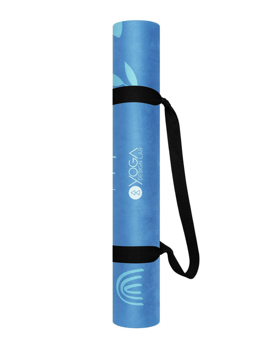 Yoga Design Lab - Combo Yoga Mat - 2-in-1 (Mat + Towel) - Earth Bali Blue - Lightweight, Ultra - Soft