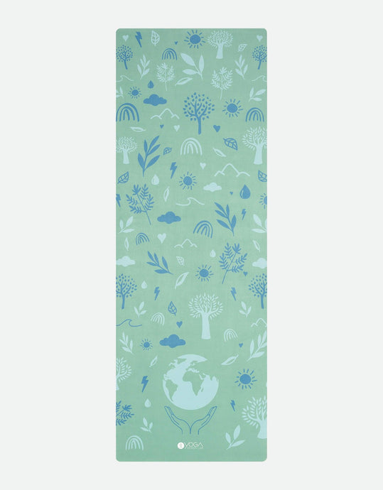 Yoga Design Lab - Combo Yoga Mat - 2-in-1 (Mat + Towel) - Earth Green - Lightweight, Ultra-Soft