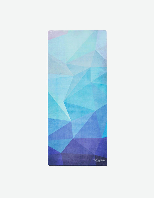 Yoga Design Lab - Combo Yoga Mat - 2-in-1 (Mat + Towel) - Kids Geo Blue - Lightweight, Ultra-Soft