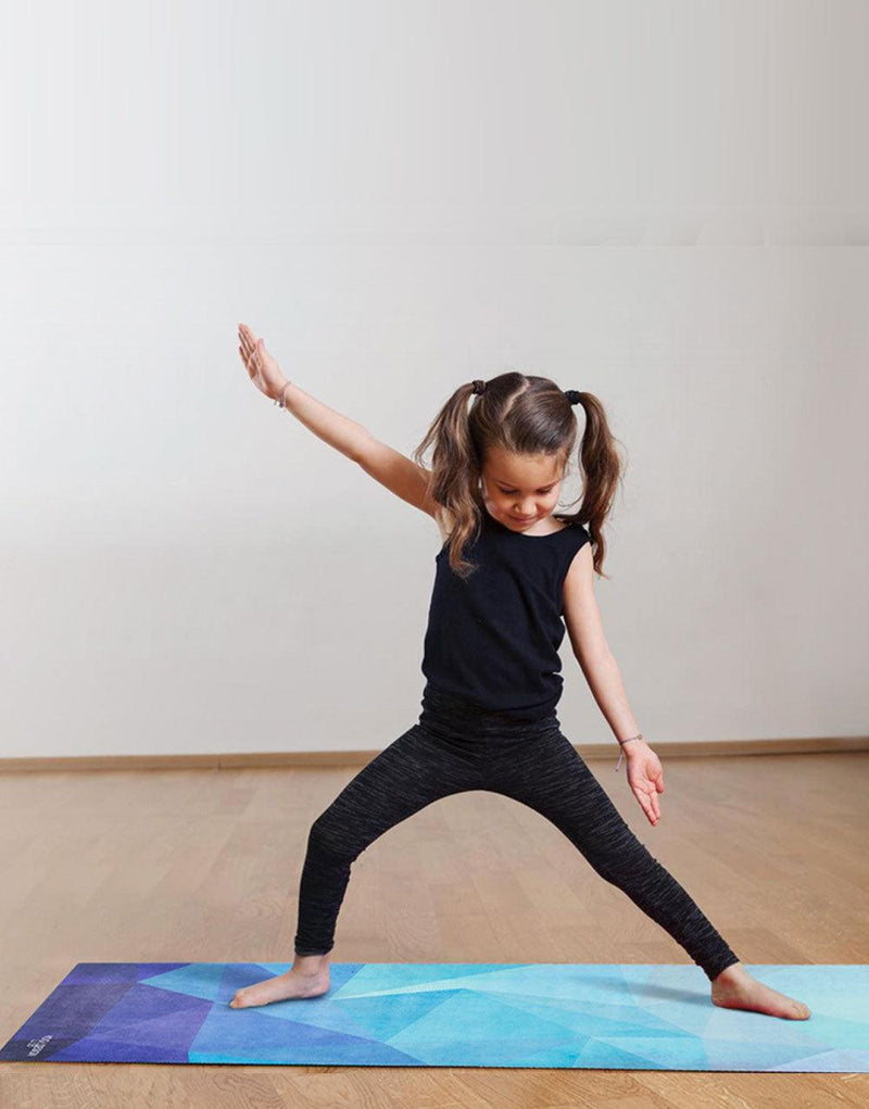 Load image into Gallery viewer, Yoga Design Lab - Combo Yoga Mat - 2-in-1 (Mat + Towel) - Kids Geo Blue - Lightweight, Ultra-Soft
