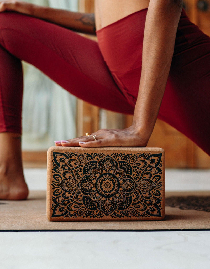 Load image into Gallery viewer, Cork Yoga Block - Mandala Black - To elevate your experience and improve your alignment
