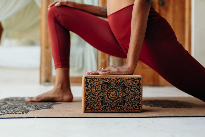 Load image into Gallery viewer, Cork Yoga Block - Mandala Black - To elevate your experience and improve your alignment
