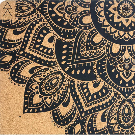 Cork Yoga Mat - Mandala Black - Eco - friendly Yoga Mats & Washable Yoga Mats