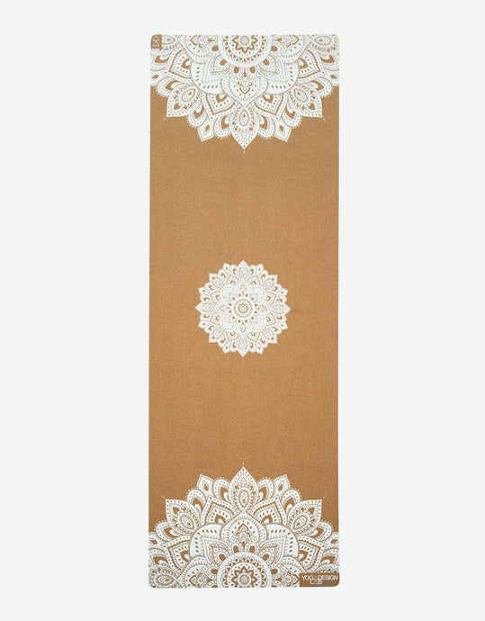 Yoga Design Lab - Cork Yoga Mat - Mandala White - 3.5 mm - Best For Eco-Conscious Yogis