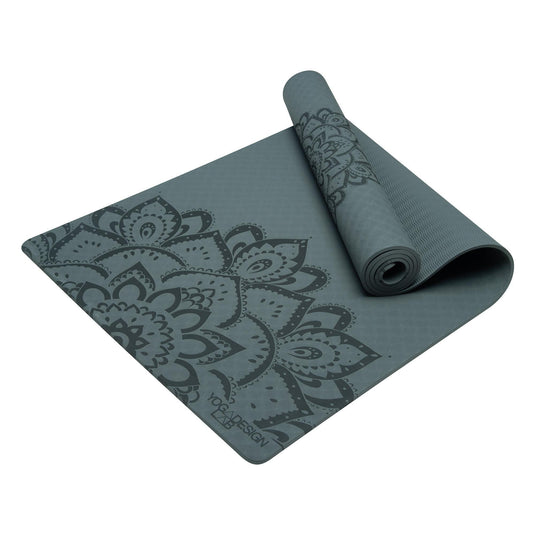 Flow Yoga Mat - Pure Mandala Charcoal 6mm - Ideal Mat For Beginners