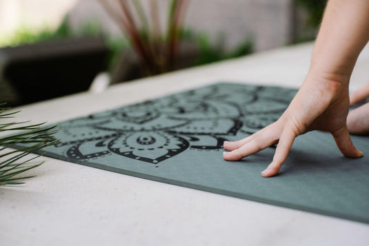 Flow Yoga Mat - Pure Mandala Charcoal 6mm - Ideal Mat For Beginners