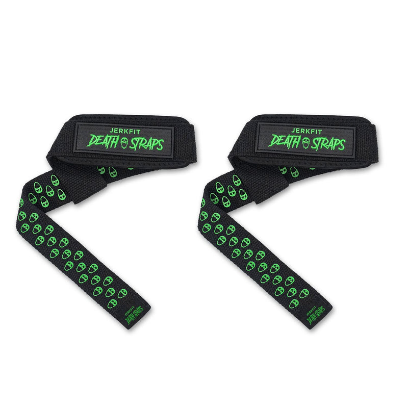 Load image into Gallery viewer, JerkFit Death Straps, Traditional Lifting Straps with Double Sided Skull-Grip
