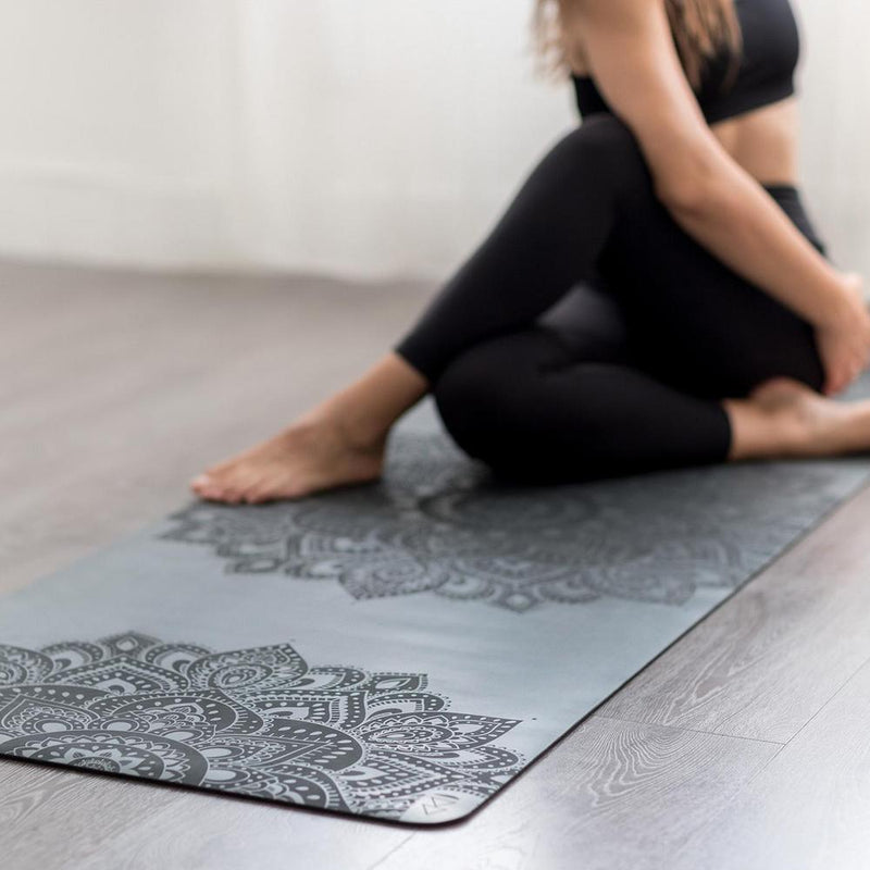 Load image into Gallery viewer, Infinity Yoga Mat - 5mm - Mandala Charcoal- The Best Yoga Mat provides great support
