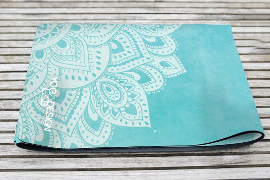 Travel Combo Yoga Mat - 2-in-1 (Mat + Towel) - Mandala Turquoise 1.5 mm