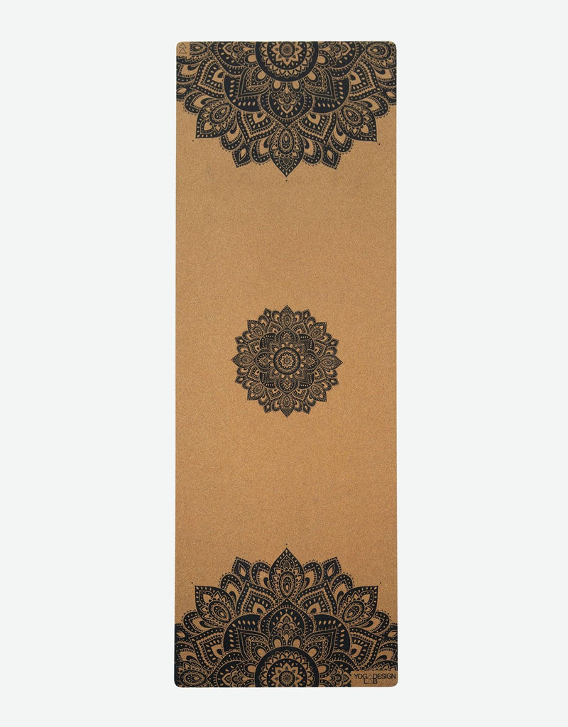 Load image into Gallery viewer, Travel Cork Yoga Mat - Mandala Black - 1.5mm for experienced yogis
