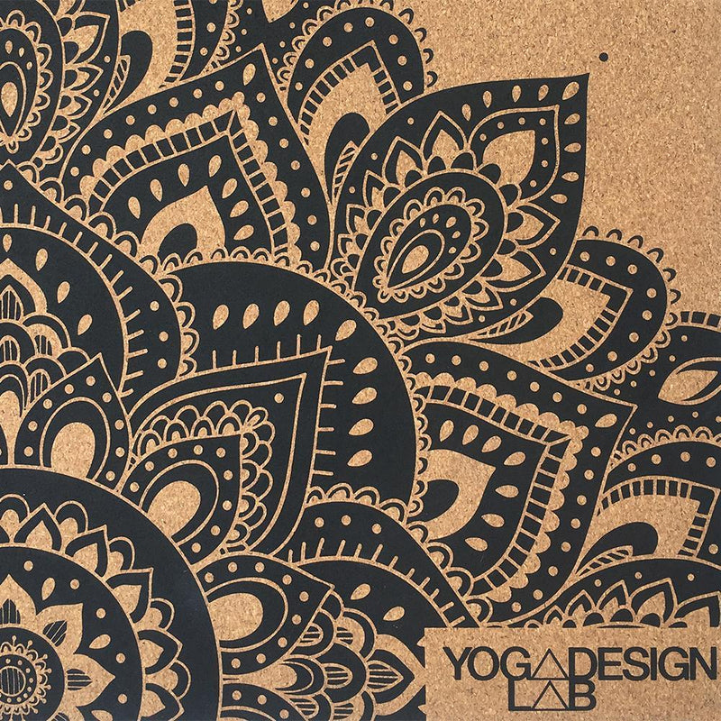 Load image into Gallery viewer, Travel Cork Yoga Mat - Mandala Black - 1.5mm for experienced yogis
