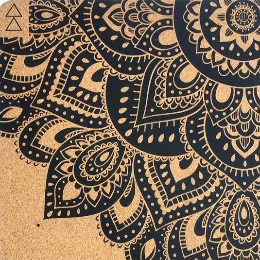 Travel Cork Yoga Mat - Mandala Black - 1.5mm for experienced yogis