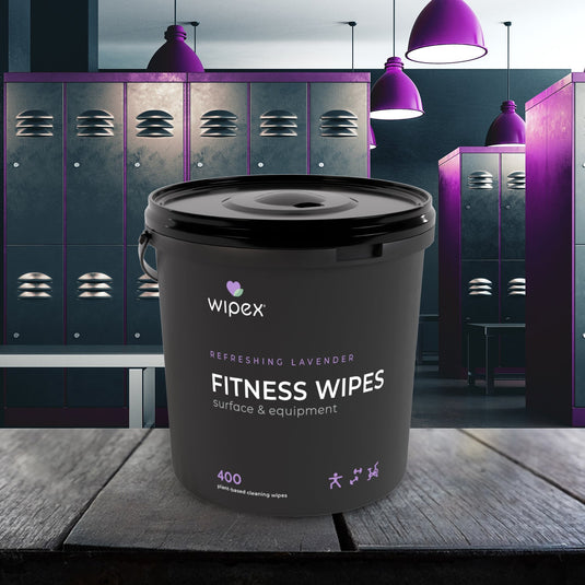 Wipex 400ct Natural Gym Wipes for Fitness Equipment | Portable Dispensing Bucket & Refill | Plant-Based