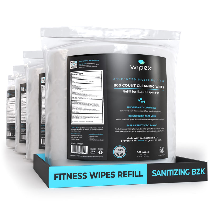 Load image into Gallery viewer, Wipex Antibacterial Bulk Gym Wipes Refill Roll 800ct | Skin-Safe 98.9% Natural Formula | Biodegradable Cloth
