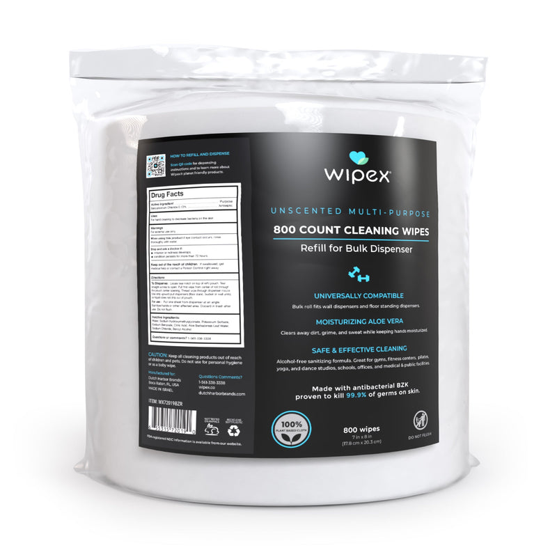 Load image into Gallery viewer, Wipex Antibacterial Bulk Gym Wipes Refill Roll 800ct | Skin-Safe 98.9% Natural Formula | Biodegradable Cloth
